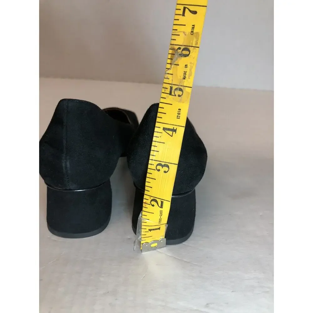 New J.Mclaughlin Casey Suede Black Block Heel Classic Office Mature Capsule 8.5
